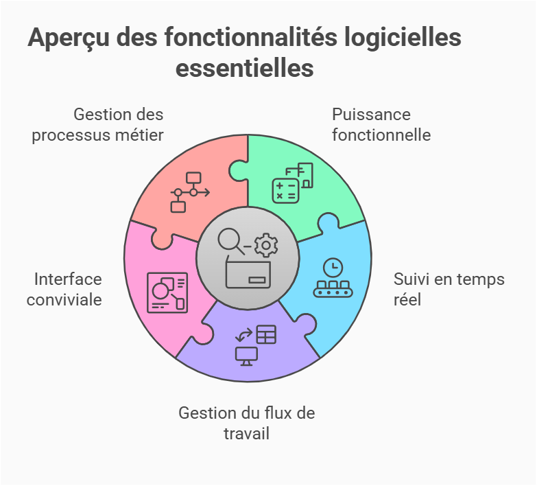 fonctionnalités logiciels gestion entreprise
